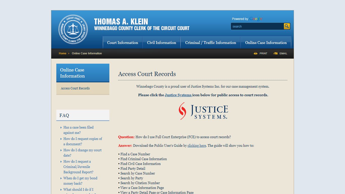 Access Court Records - Online Case Information | Winnebago County 17 ...